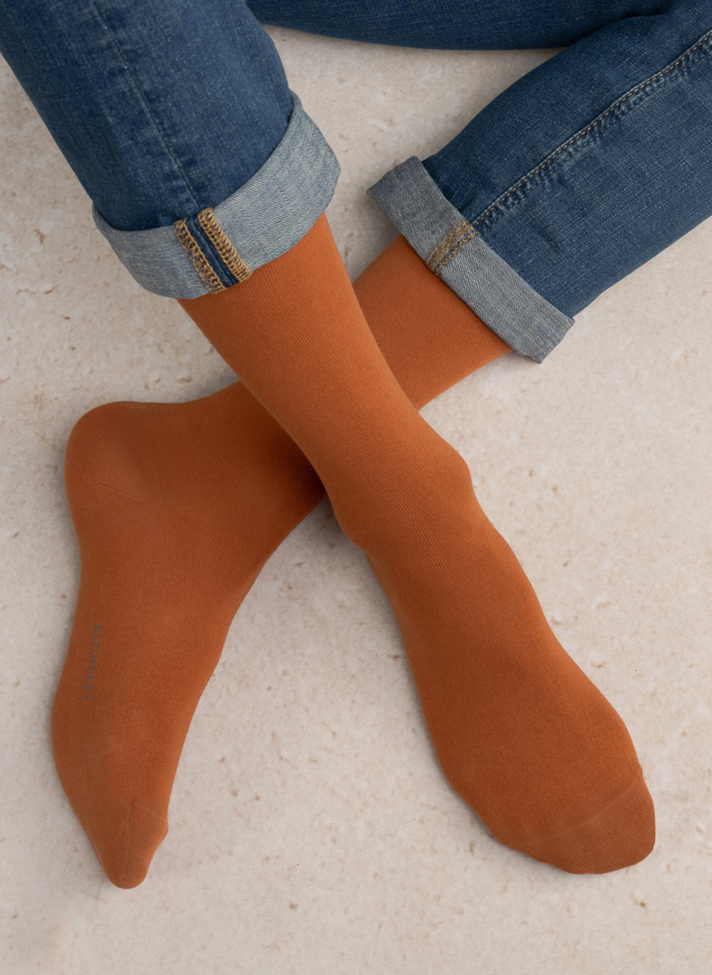 Chaussettes mi-hautes en coton mélangé | Orange