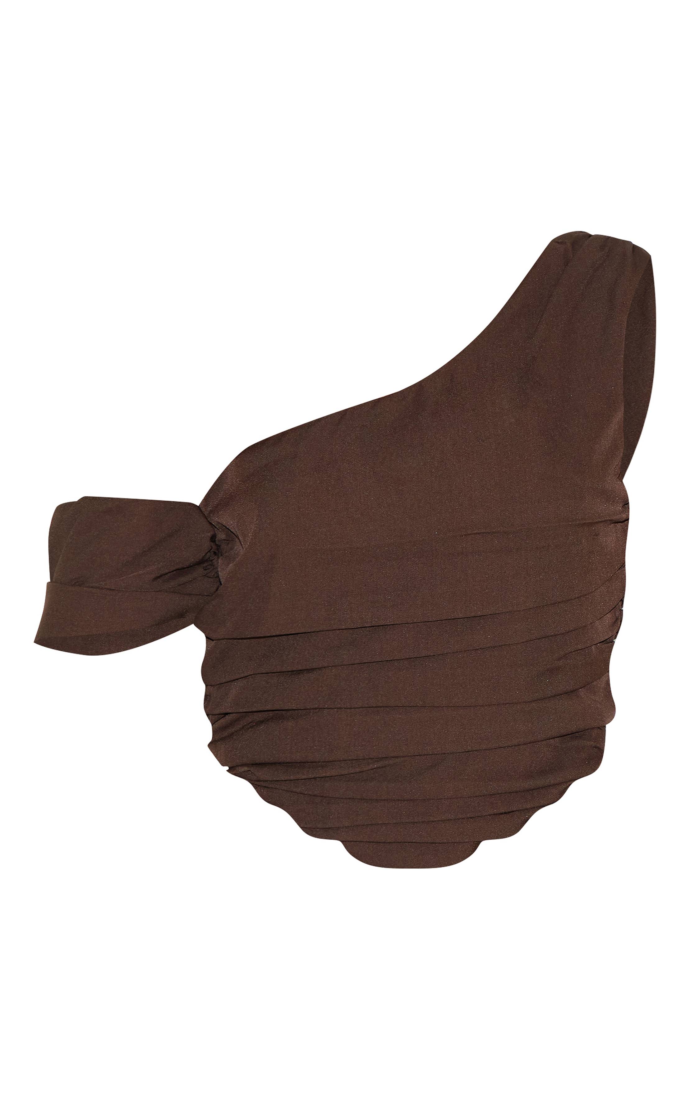 Chocolat Corset Drapé En Tissu Tissé