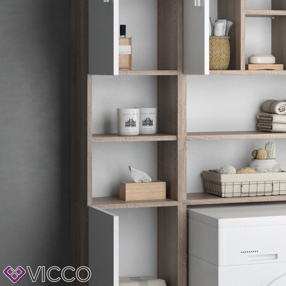 VICCO Anstellschrank LUIS Waschmaschinenschrank Badmöbel Badschrank Sonoma Weiß