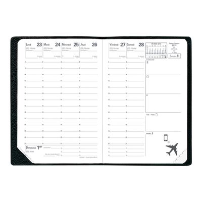 Agenda Impala Affaires avec répertoire - 1 semaine sur 2 pages - 10 x 15 cm - noir - Quo Vadis