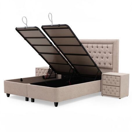 Opbergboxspring Oxybedd - Beige