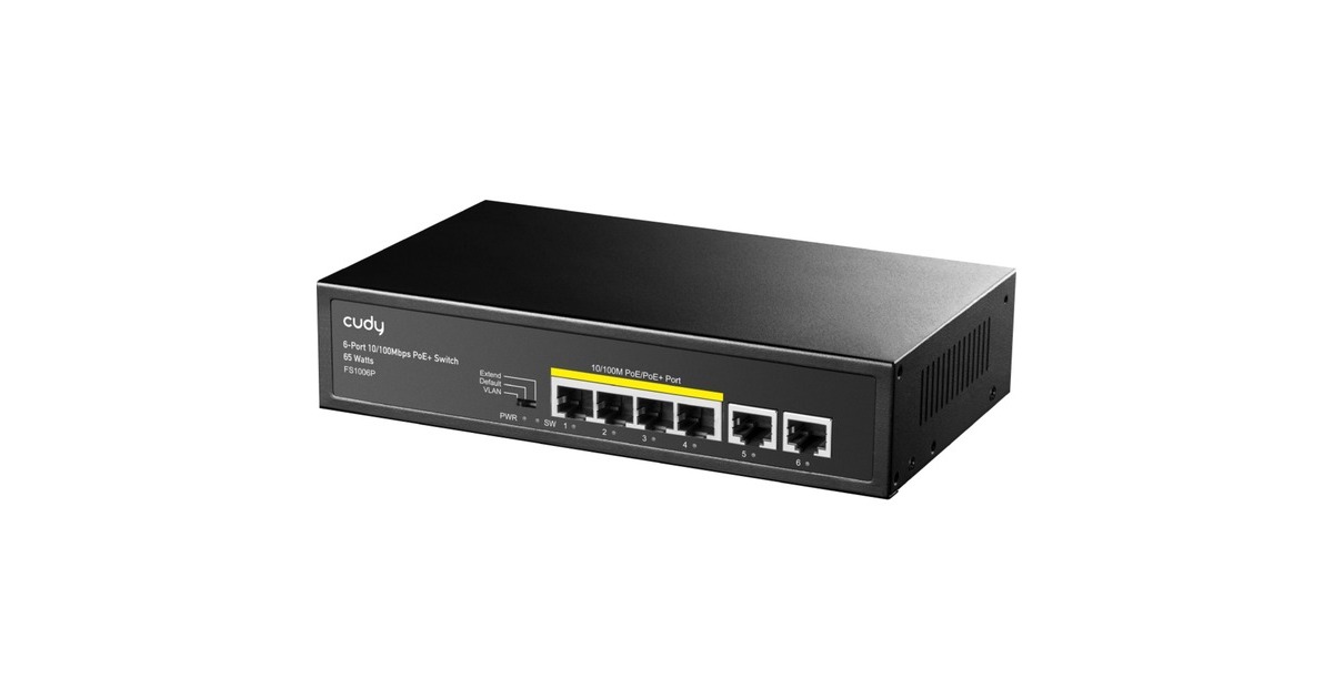 Cudy6-Port 10/100M PoE+ Switch  (Zwart)