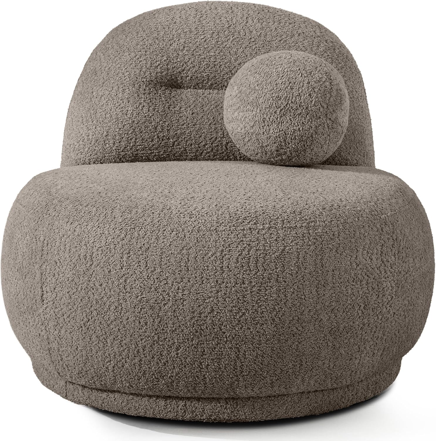 konsimo® Sofa Malve Bequeme 3-Sitzer Couch in Bouclé-Stoff, Japandi-Stil 2 Dekokissen in Kugelform, Chenille-Stoff, Weiche Sitzfläche (Hellbraun, Sessel 83x74x90)