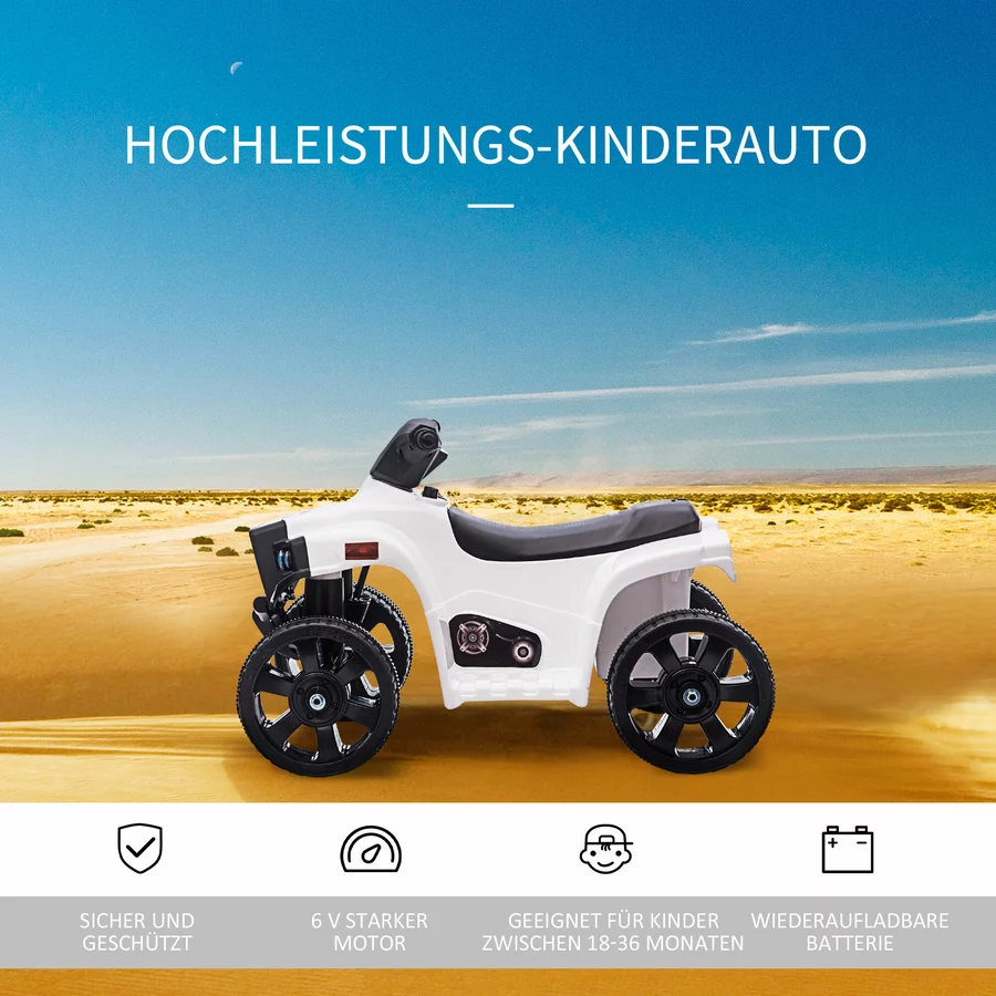 HOMCOM Elektroquad für Kinder mit Vorwärts - und Rückwärtssteuerung schwarz, weiß