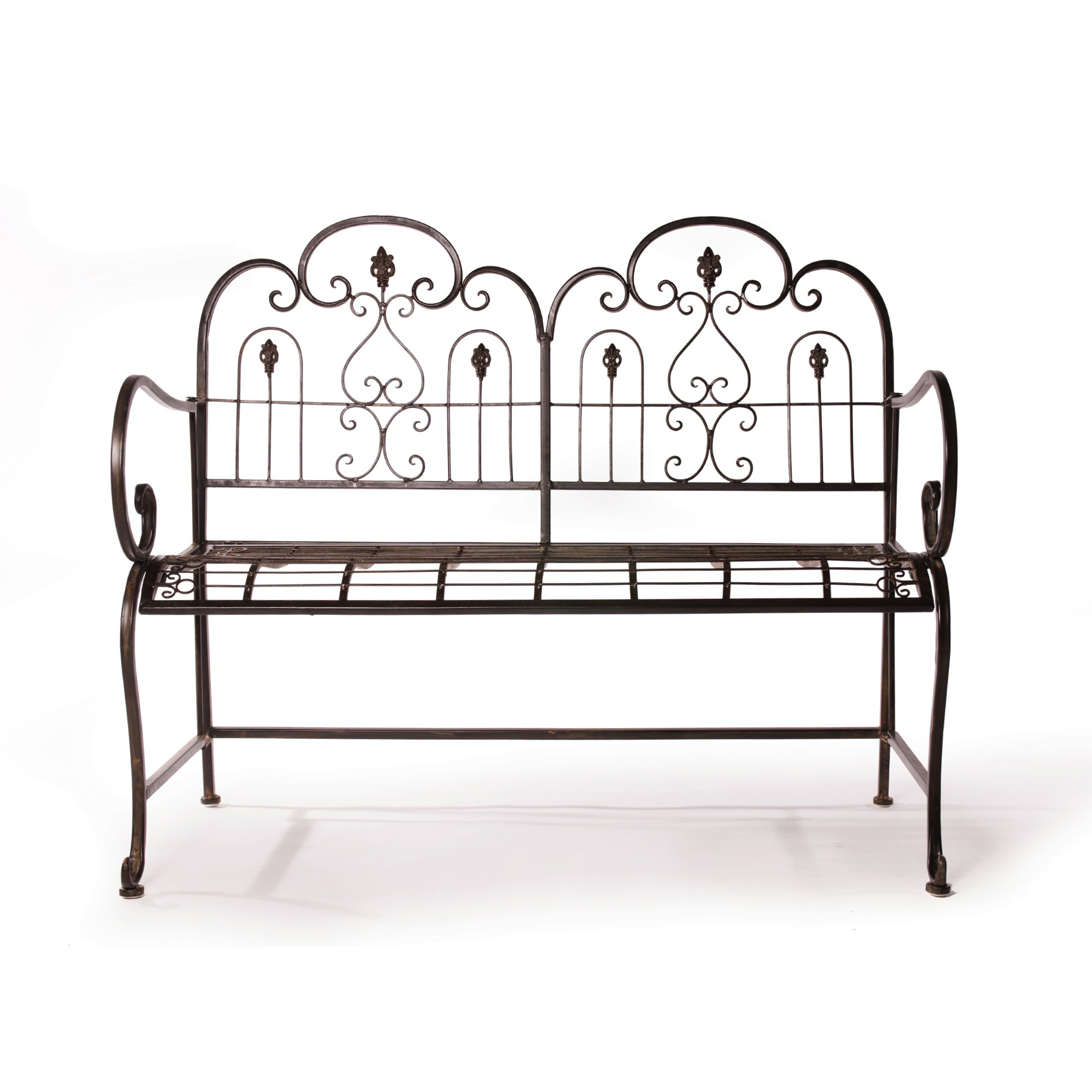 Gartenbank 'Pascal' aus Metall, antik-braun, L 109 cm, B 154 cm, H 82 cm günstig bestellen