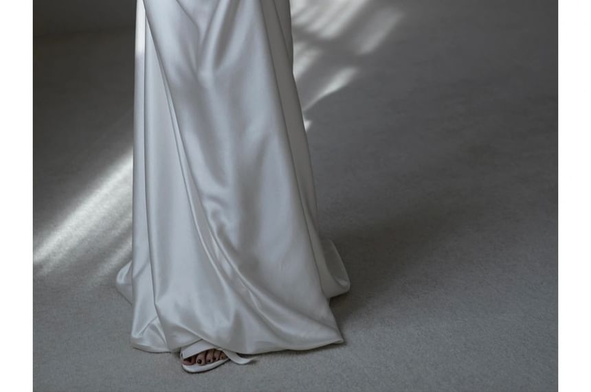 Wospe - Off-Shoulder Effen Schede Avondjurk