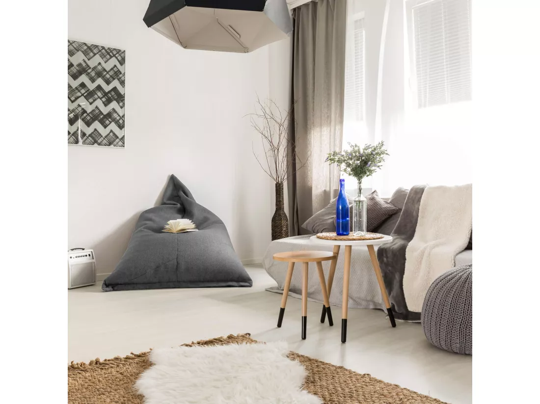 Housse Pouf Fauteuil Vide Gris Polyester Zip 50x110x130