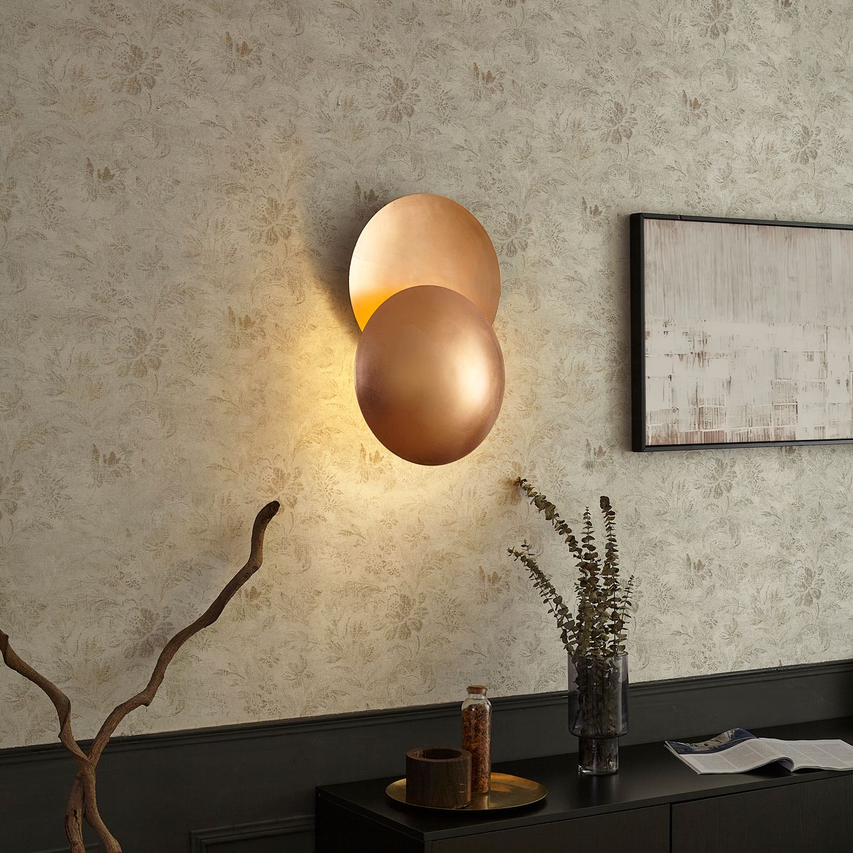Moderne wandlamp koper 34.5cm 2-lichts - Sunrise