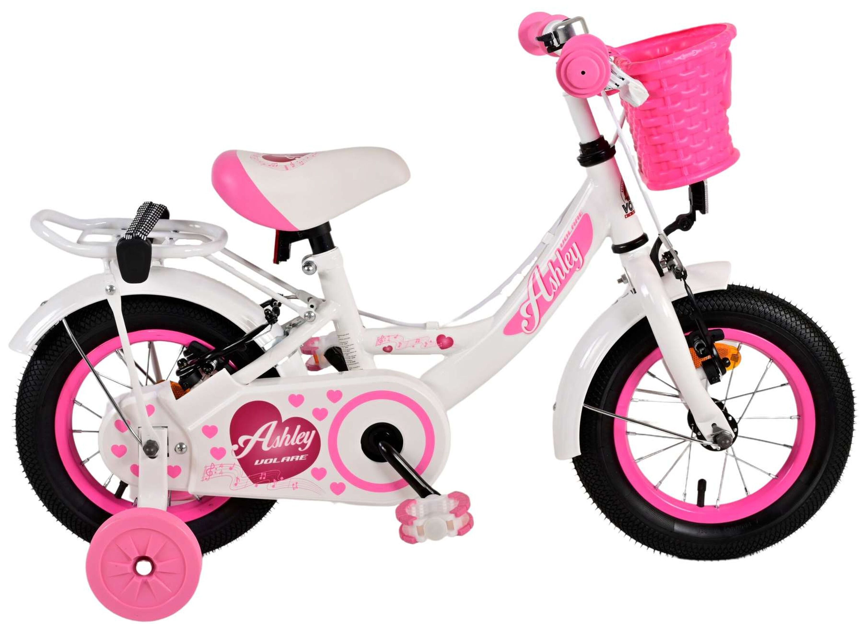 VOLARE Kinderfahrrad Ashley12 Zoll ohne Rücktrittbremse, weiß