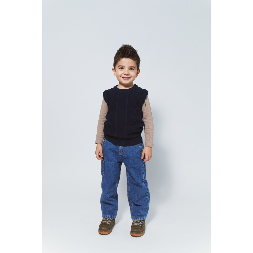 Køb Copenhagen Colors Indigo Blue Washed Organic Pocket Jeans Wide Fit