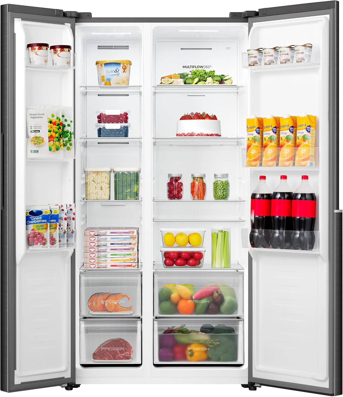 Gorenje NRS917E41BX Kühl-Gefrierkombination/Freistehend/ 544L/ 39dB/ EEK: E/NoFrost Plus/EcoModus/Multiflow 360°/ CrispZone/FastFreeze/(BxHxT): 91,1 × 178,6 × 61,5 cm/Schwarz