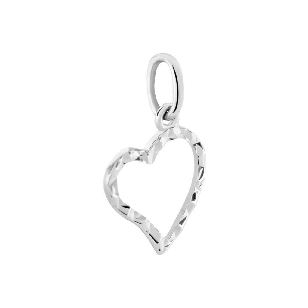 Pendentif Eudocie Coeur Strie Or Blanc