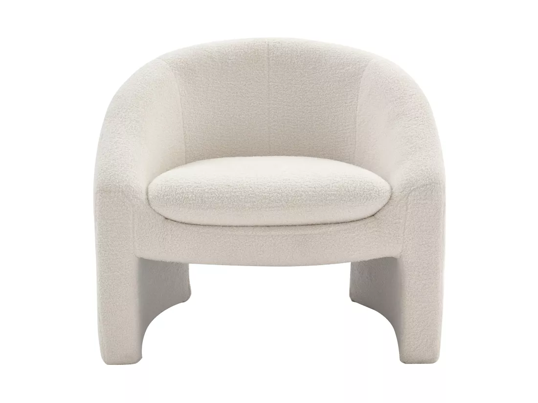 Fauteuil en tissu bouclette blanc OSSANA