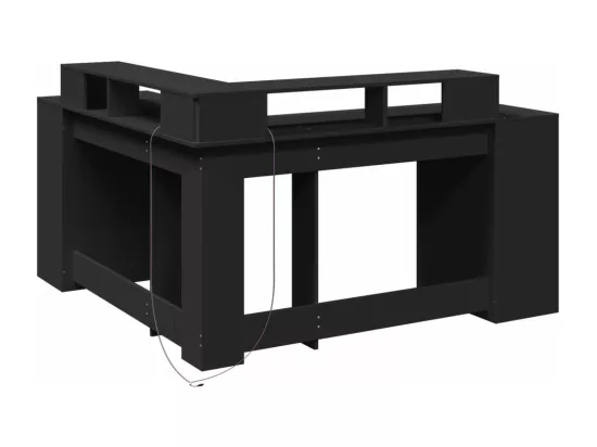 Bureau avec lumières LED noir 152x152x91 cm bois d'ingénierie