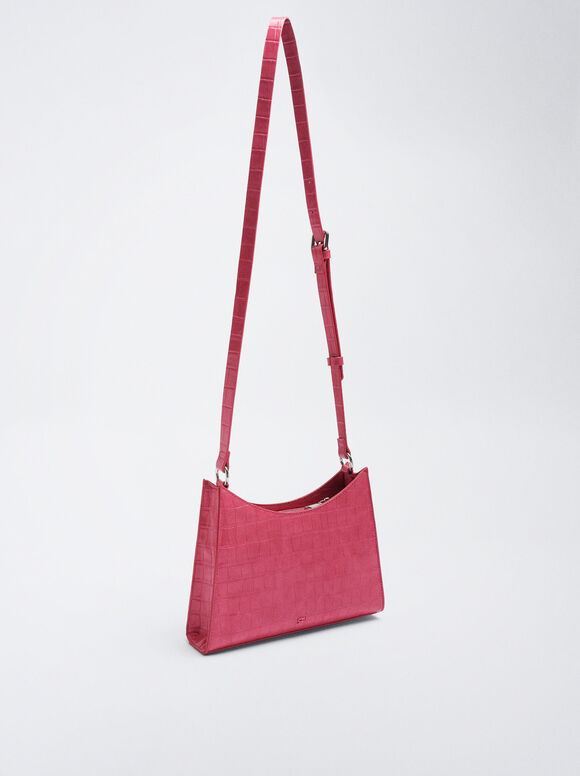 Bolsa de ombro com estampa animal - Rosa