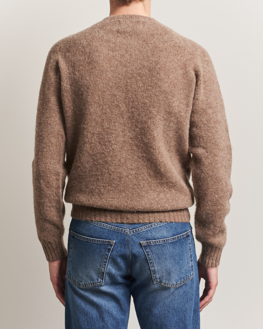 Harley Of Scotland Brushed Supersoft Lambswool Crewneck Tundra