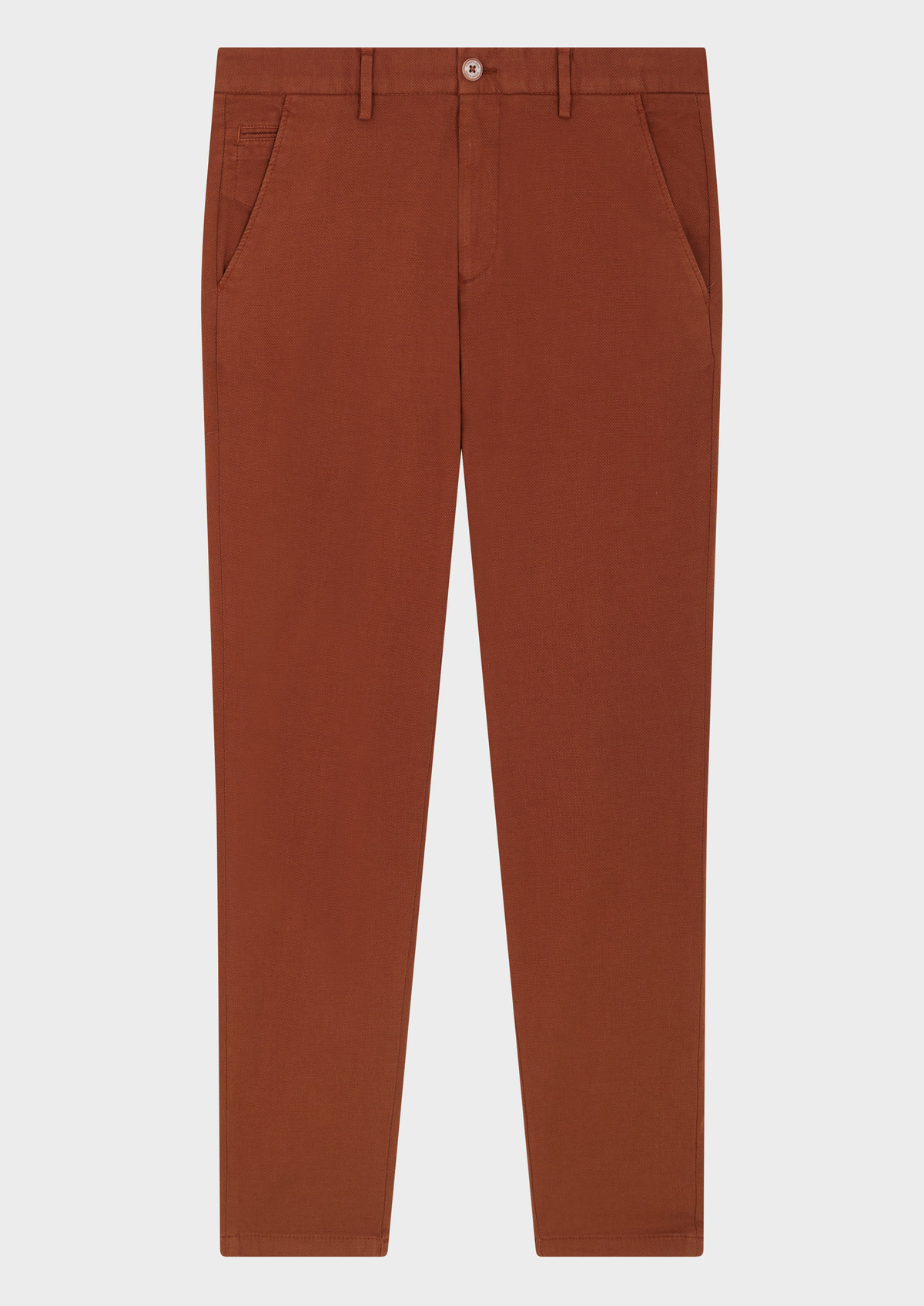 Chino slack skinny 7/8 en coton mélangé stretch uni terracotta