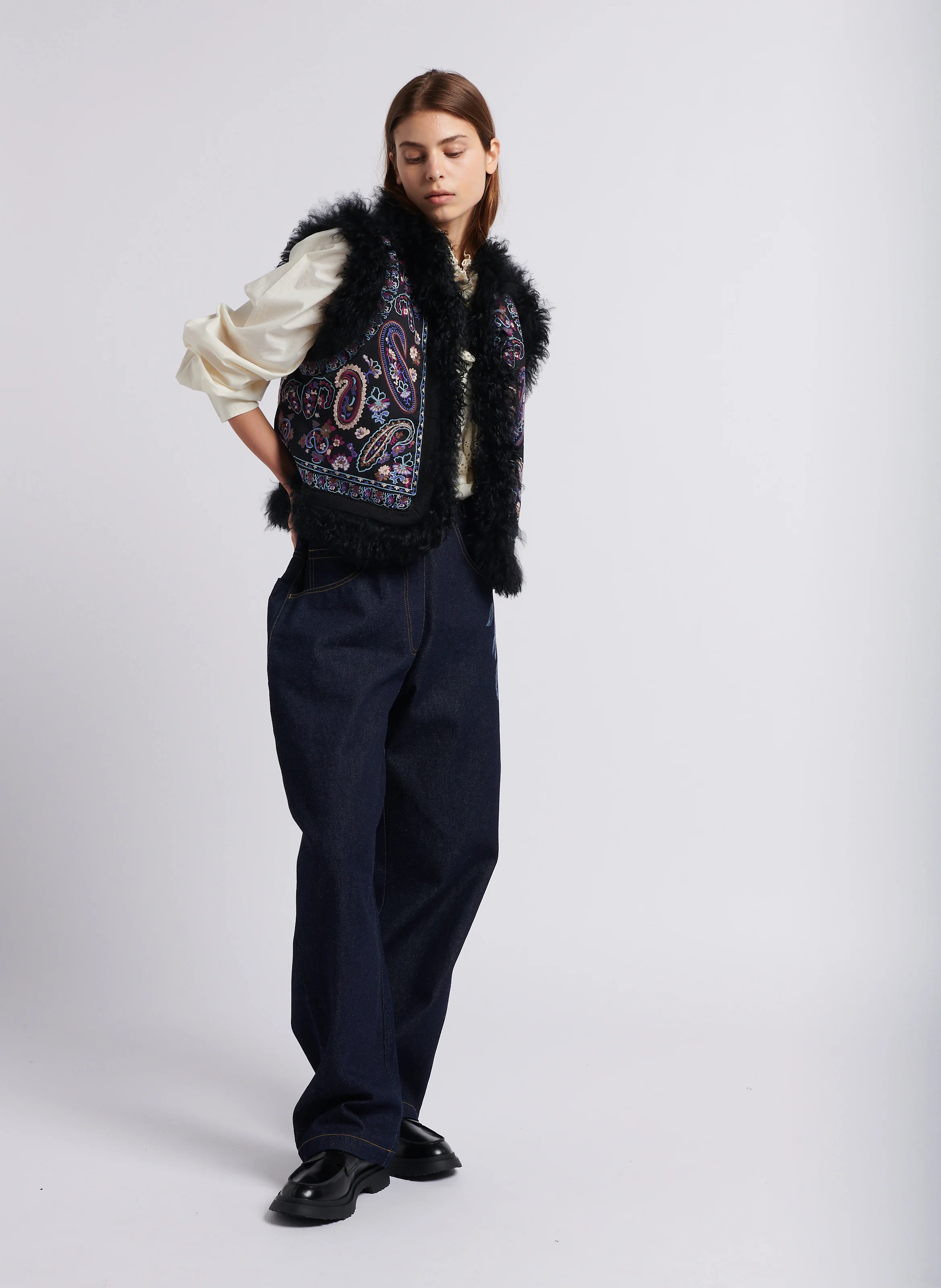 ROZA - Gilet droit en coton | Noir