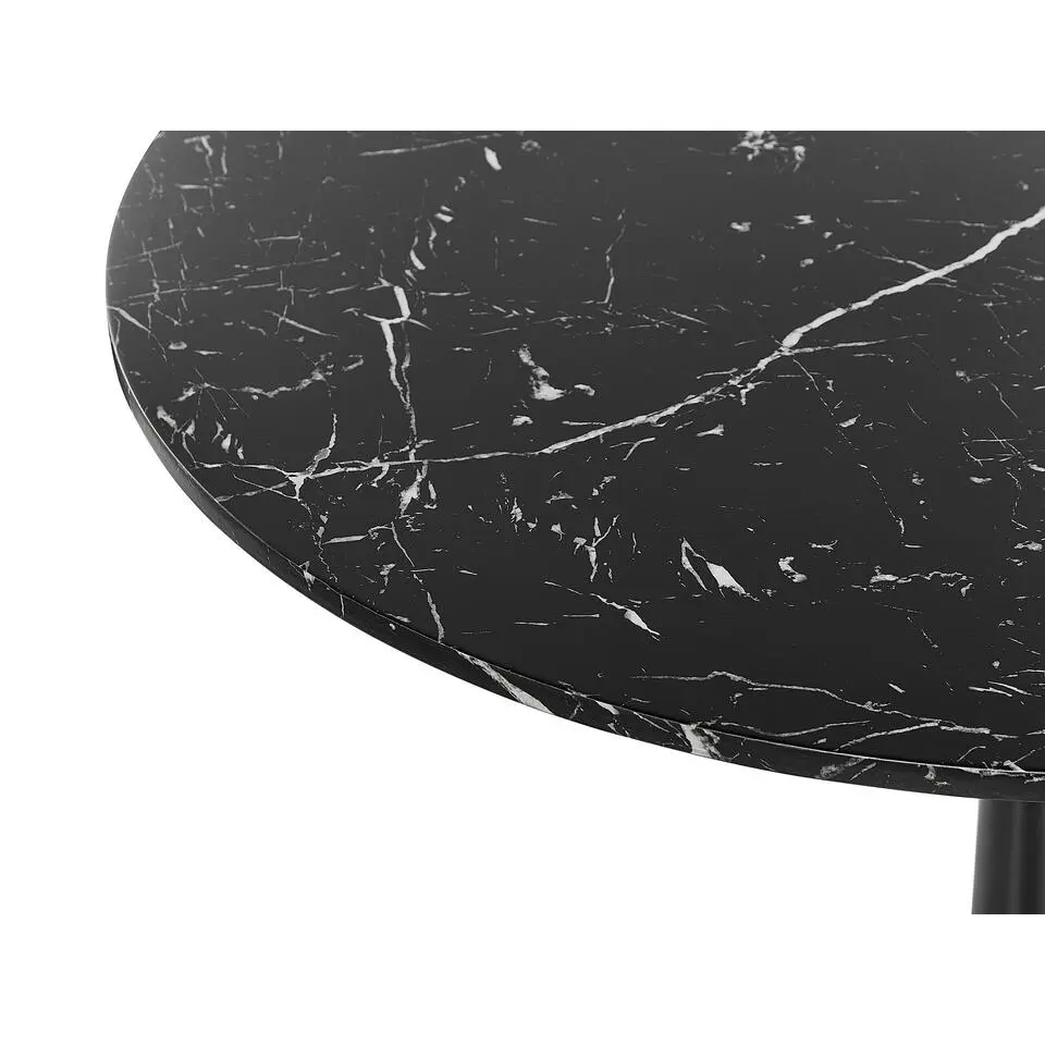 BOCA - Ronde eettafel - Zwart/Marmer - 90 cm - MDF
