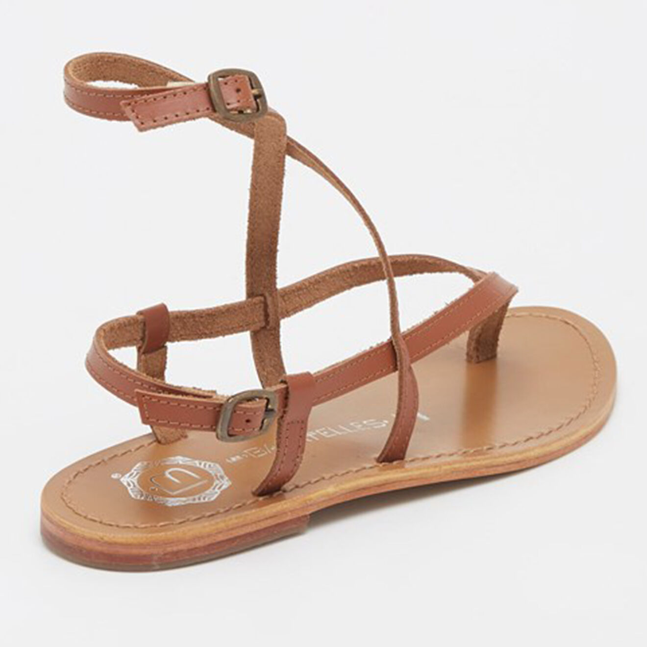 Les Bagatelles Sandales en Cuir Union camel/marron