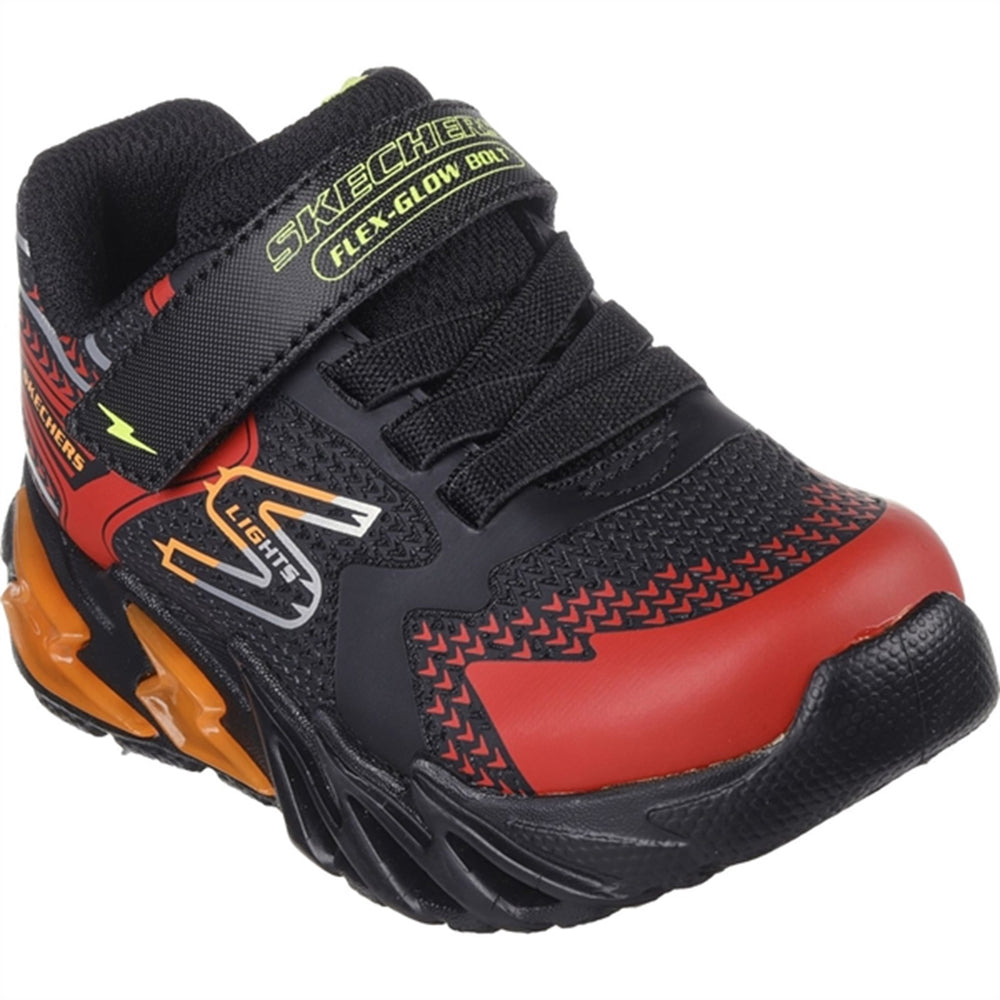 Boys Flex Glow Bolt Sneakers Black Red