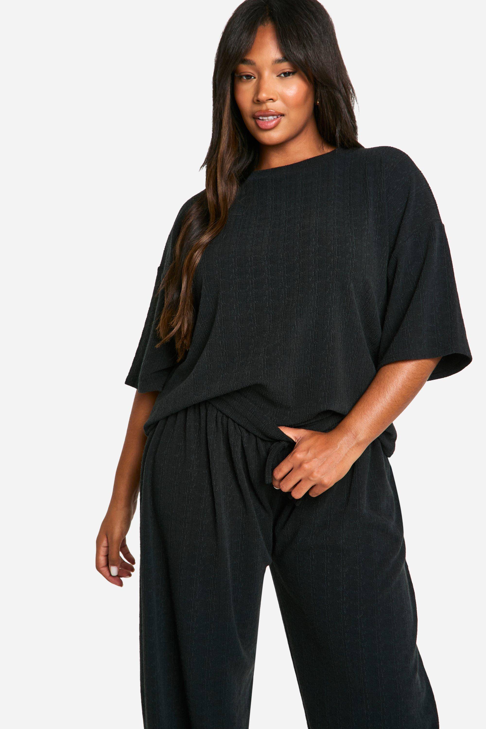 boohoo Plus T-shirt Plus & Wide Leg Trouser Co Ord