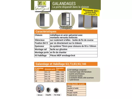 Porte Coulissant Atelier Noir H204 X L73 + Systeme De Galandage Et Kit Finition Inclus Gd Menuiseries