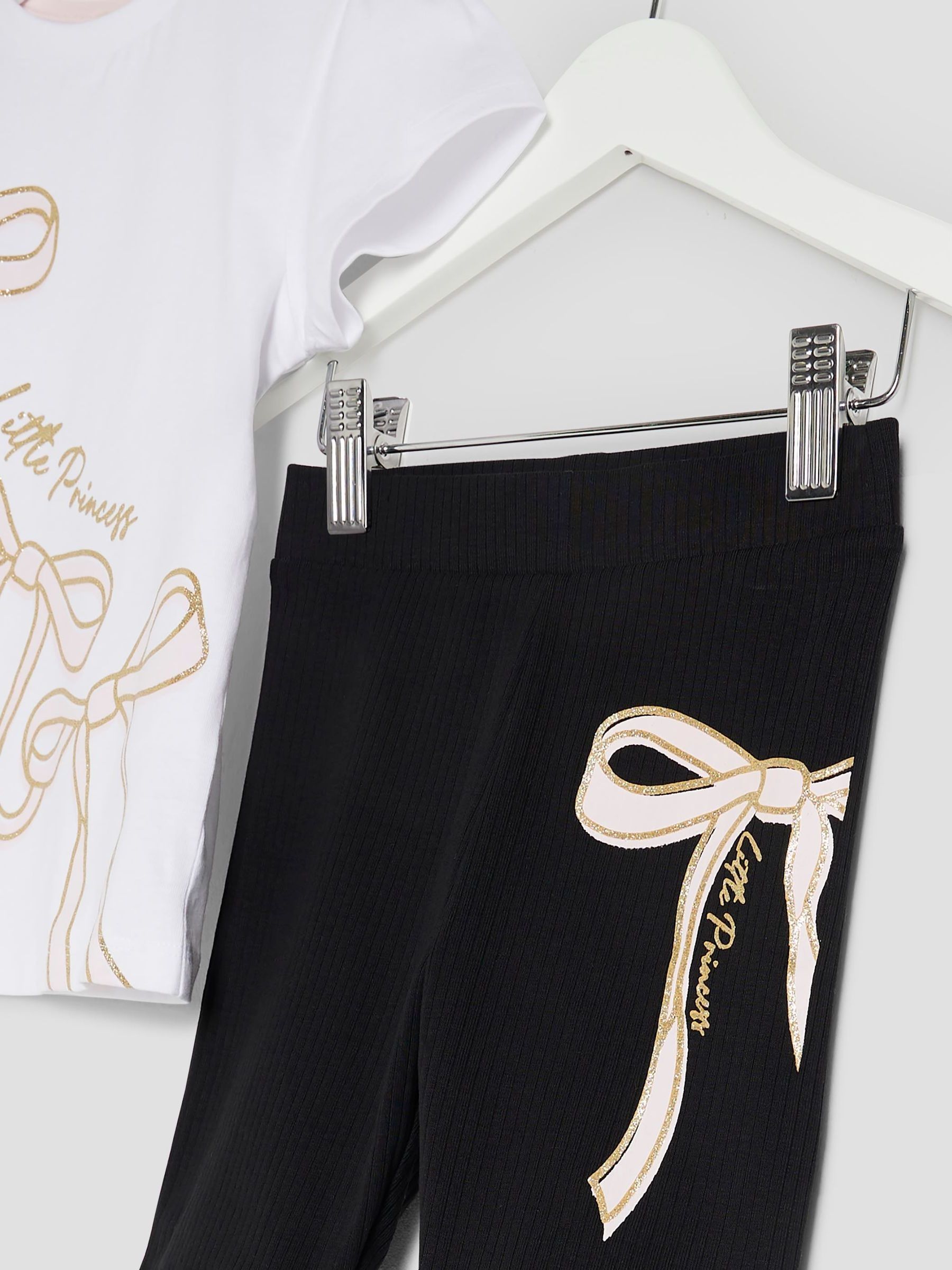 River Island White Bow T-Shirt and Short Set