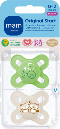 Mam Sucette Original Start Silicone Pure 0-2 Mois Unisex 2 Pièces