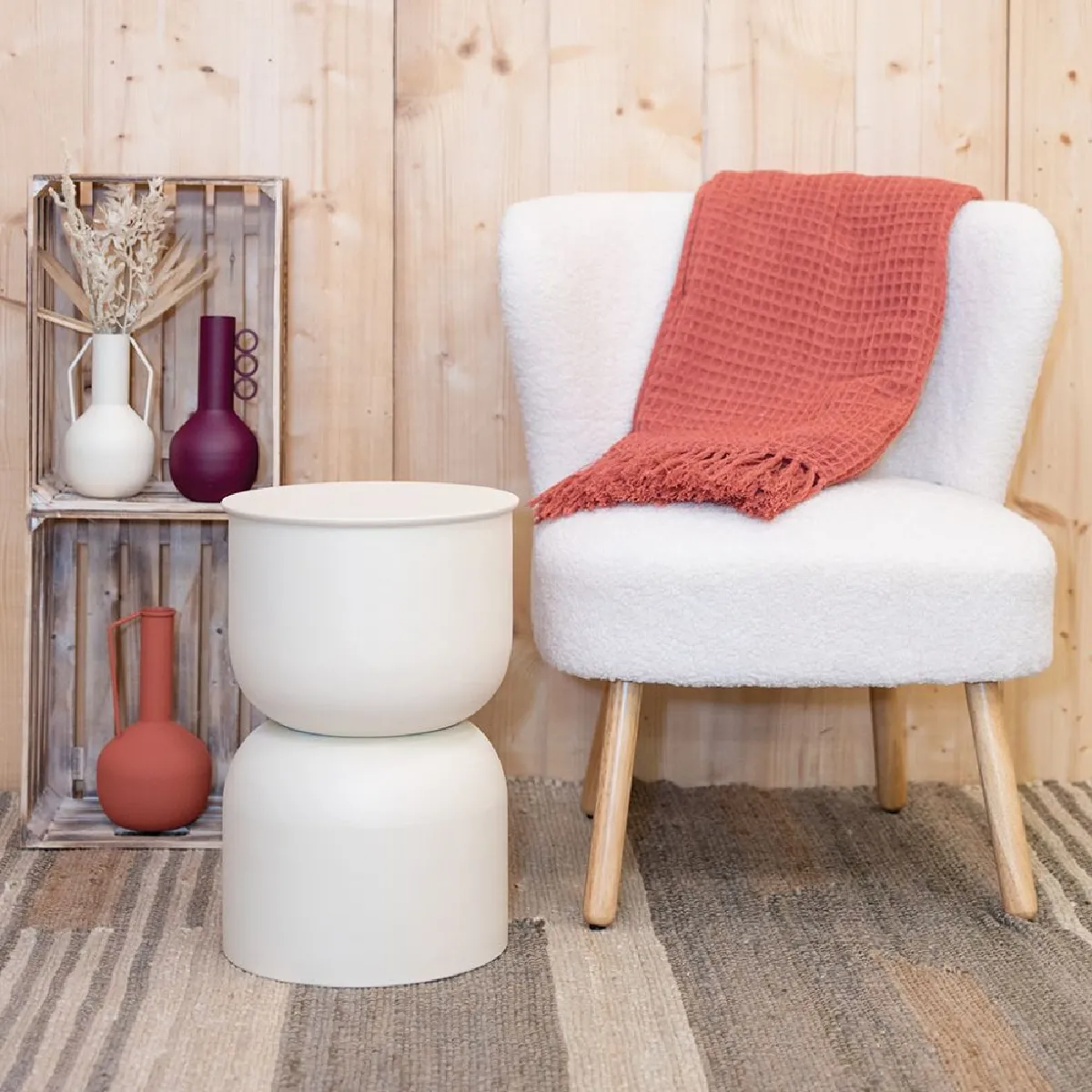 Aubry Gaspard Vase en métal MELTIK Beige.