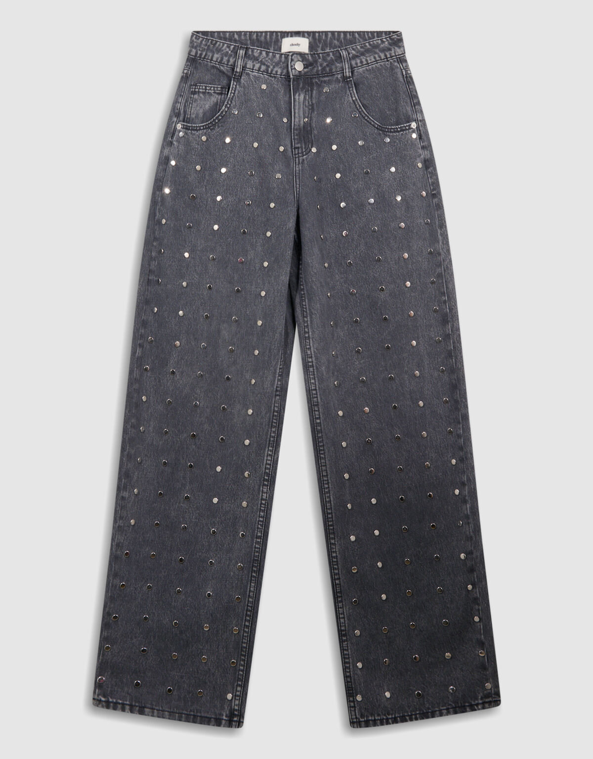 Studs Barrel Fit Jeans Grijs
