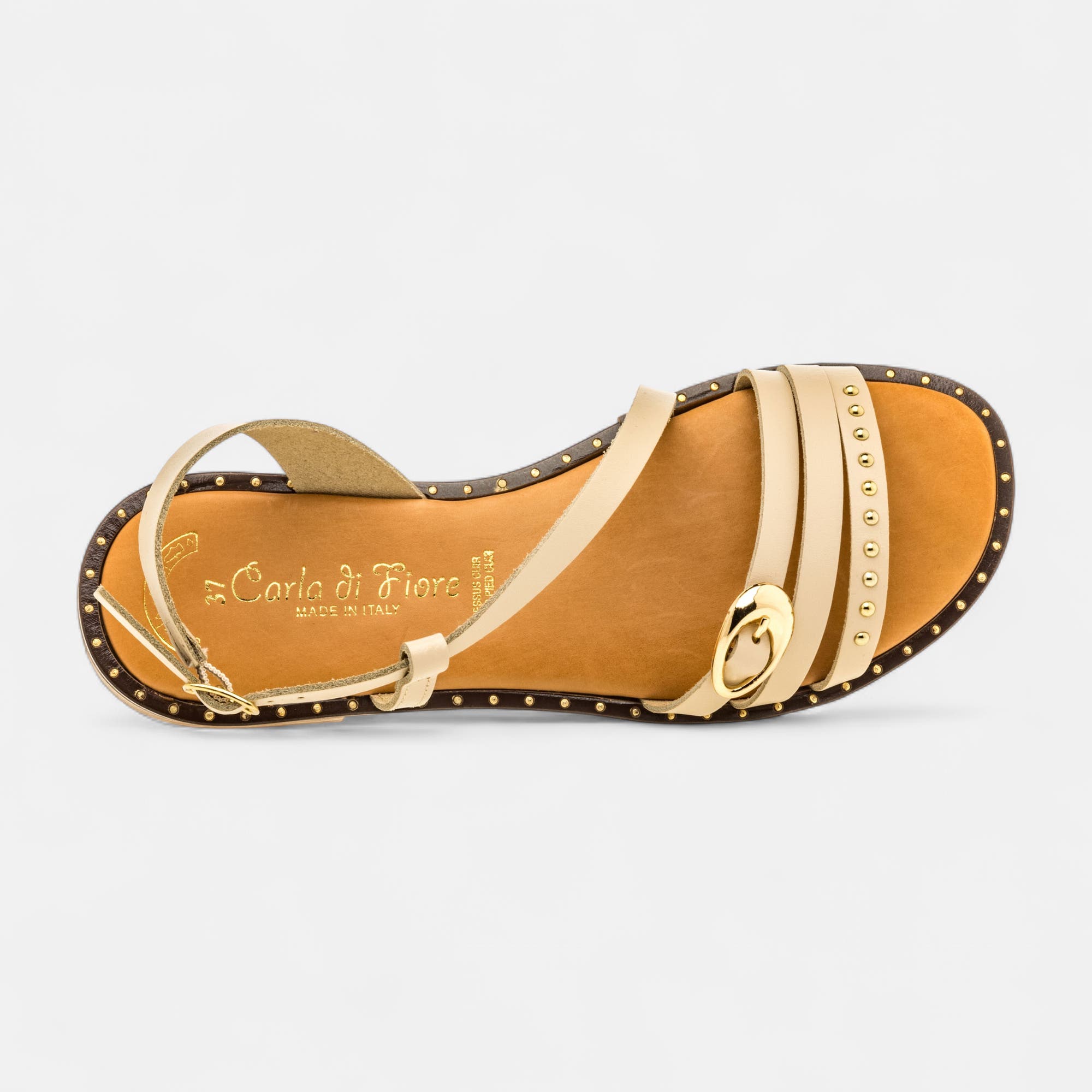 Nu-pieds Femme en cuir beige