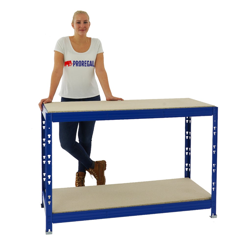 PROREGAL Tiger werkbank, afmetingen (H x B x D): 90 x 140 x 60 cm, draagvermogen plank: 300 kg, blauw