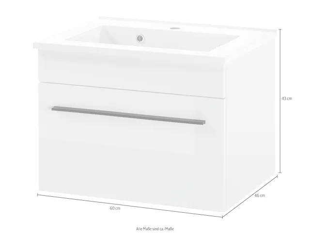 INOSIGN Waschtisch »Cantara, Waschtisch inkl. Waschbecken, modernes Design« mit schwarzem Griff, ausreichend Stauraum