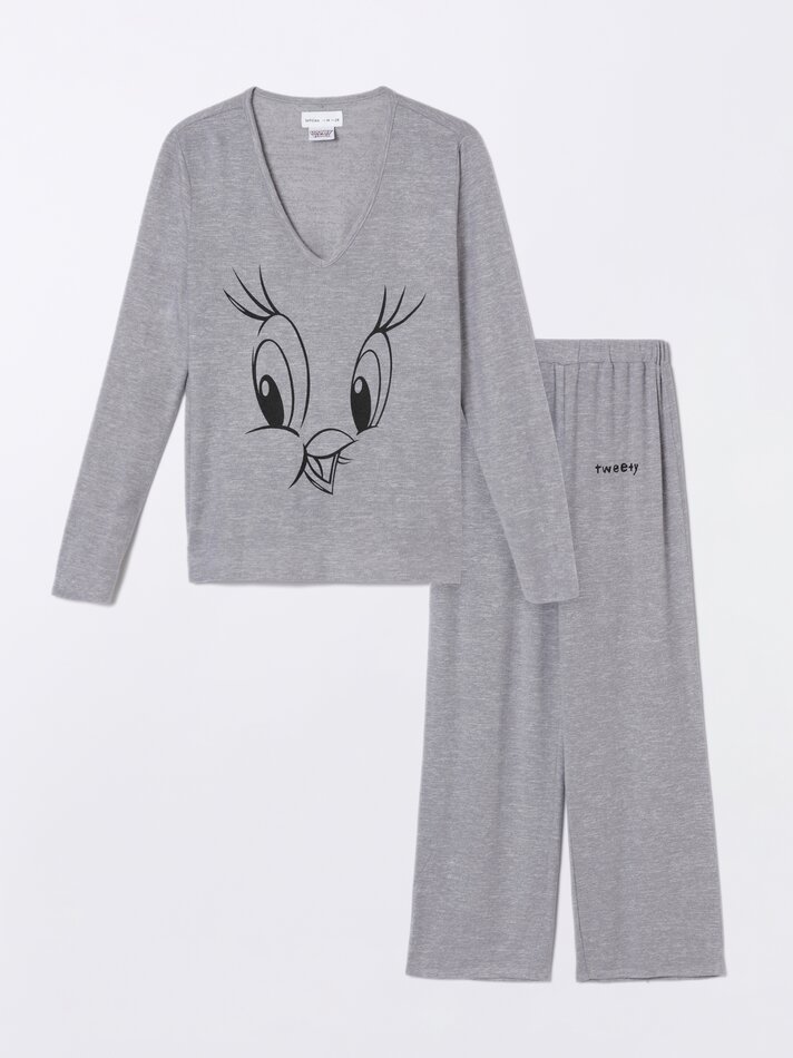 Pijama estampado Looney Tunes © &™ Warner Bros - Cinza