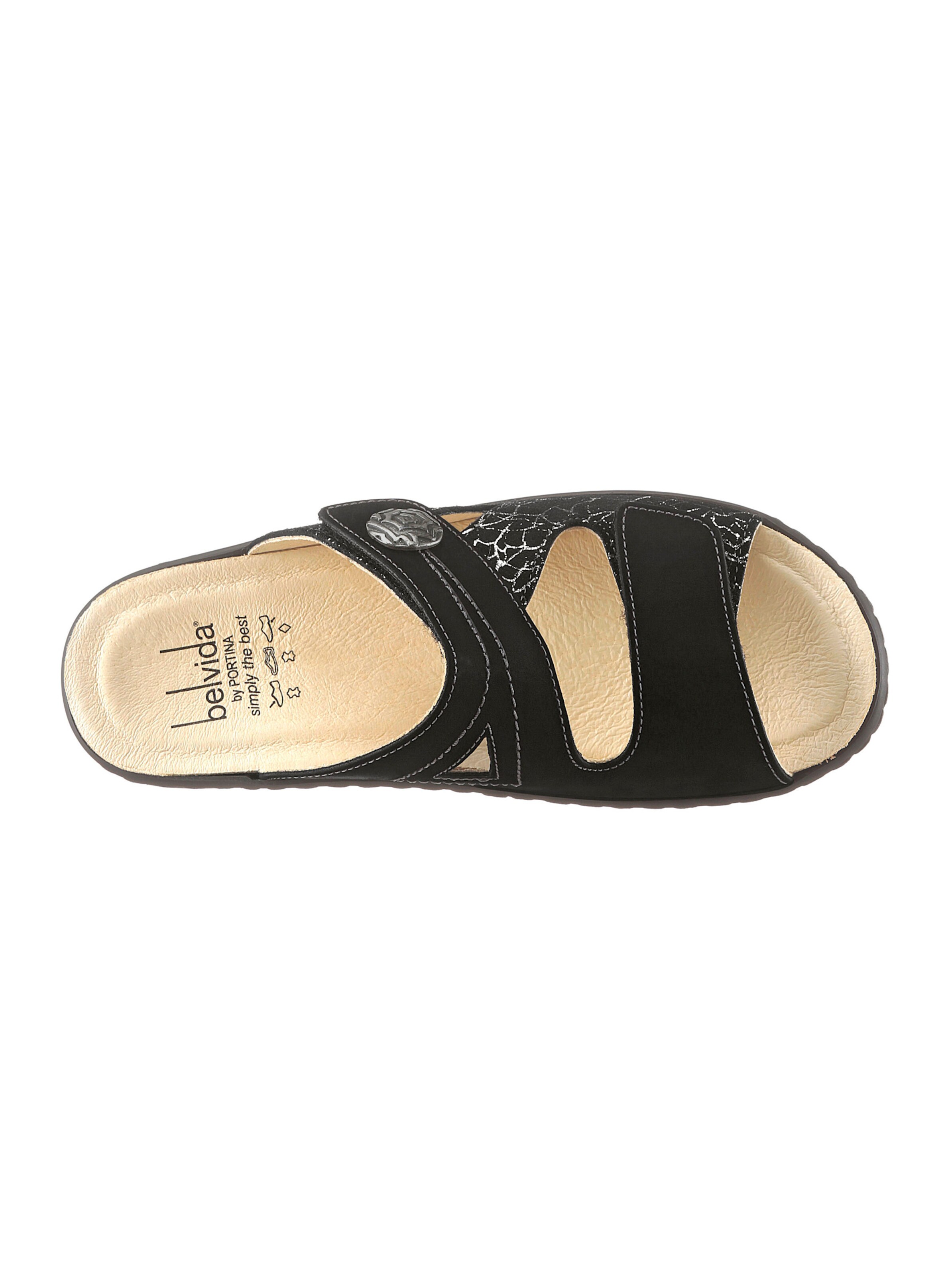 Belvida Pantolette in schwarz-bedruckt