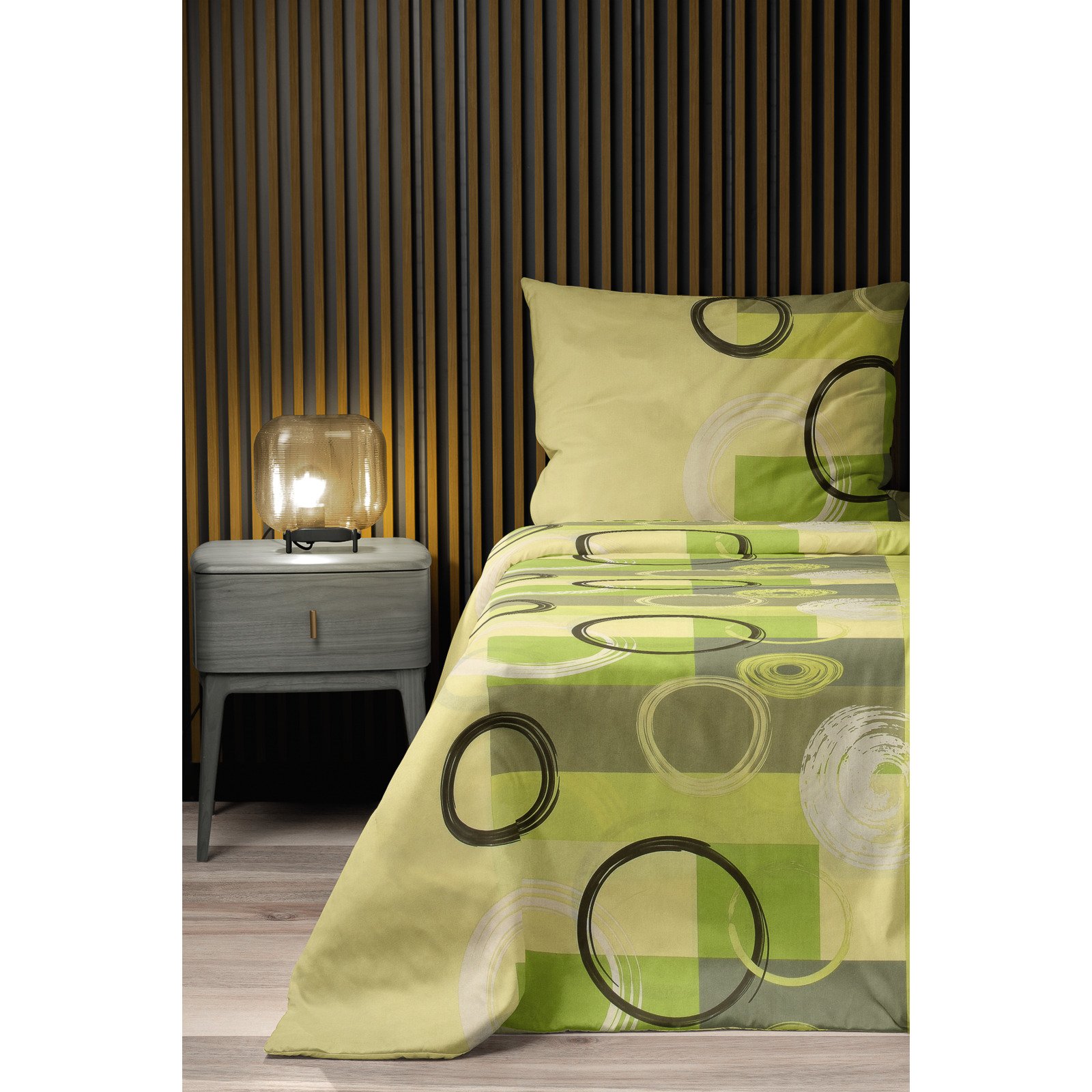 Bettwäsche Renforcé Bubble grün 160x210 65x100 Bettanzug Nord