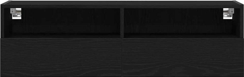 vidaXL Tv-wandmeubelen - 2 Stuks - Bewerkte Hout - Zwart - Eikenkleur