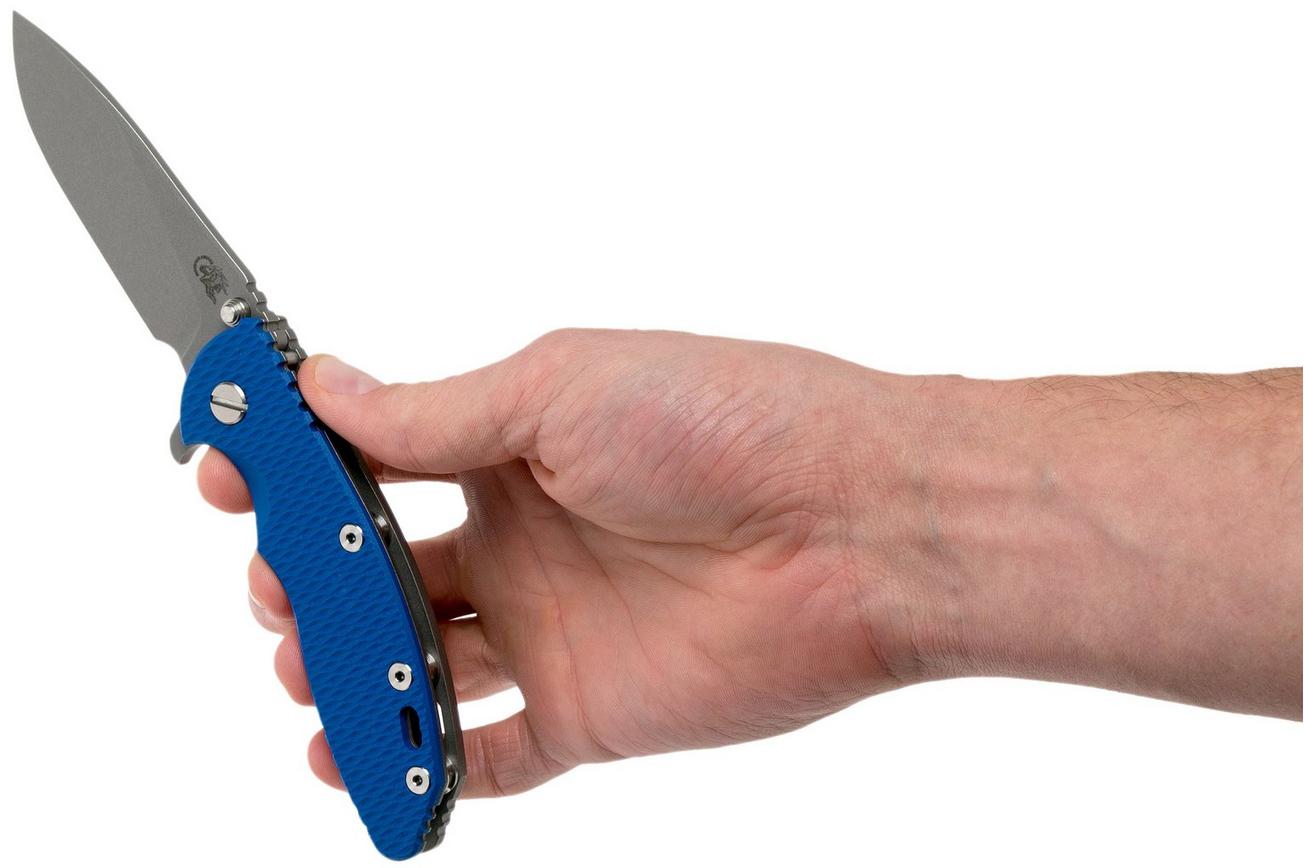 Rick Hinderer XM18 3,5” Slicer Working Finish, Blue G10