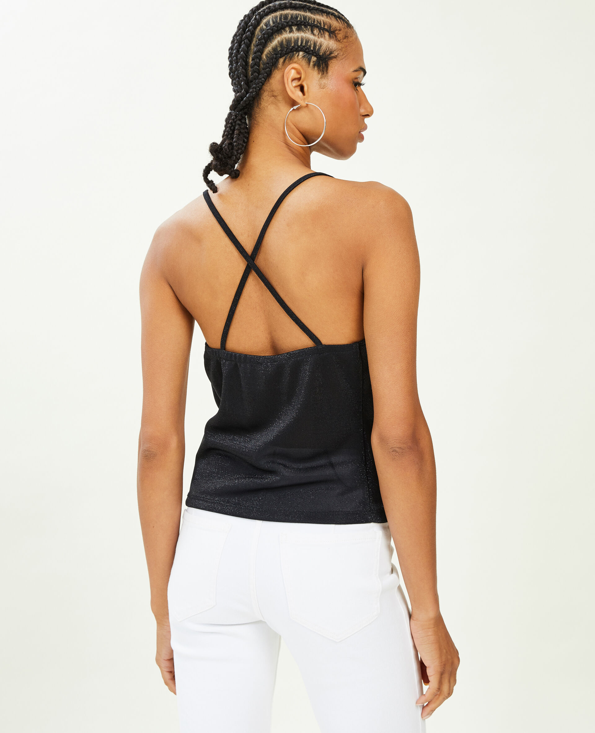 Top col bénitier avec lurex - Noir