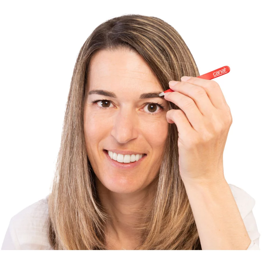 canal® Haarpinzette schräg, rot rostfrei 9 cm