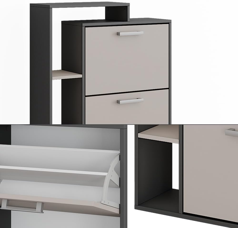 Vicco Schuhkipper Orlando, Anthrazit/Greige, 80 x 128.3 cm mit 3 Fächern