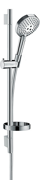 Kit de douche sans robinetterie avec douchette 3 jets + flexible + barre réglable, chrome, Hansgrohe Raindance Select