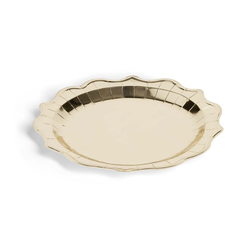 Plateau de présentation rond x4 carton métallisé doré Ø26cm