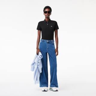 Polo regular fit Lacoste en petit piqué de coton souple Manches Courtes - Noir - Lacoste - Femme