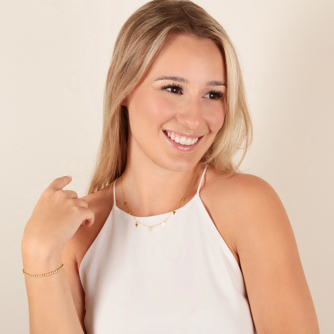 Collier 750/18 K Gelbgold Kreuze
