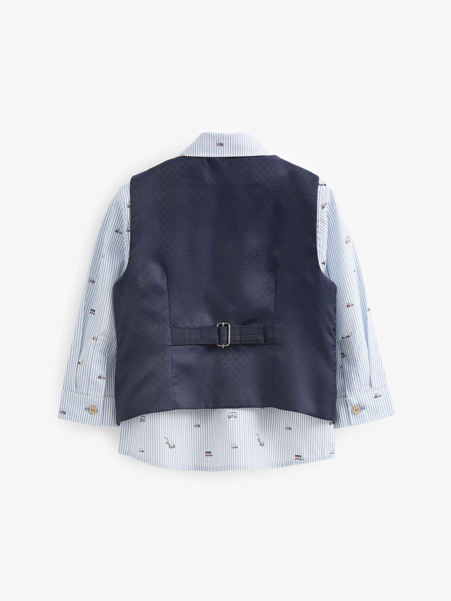 Marineblauw geruit - Set met gilet, overhemd en vlinderdas (3 mnd- 7 jr)
