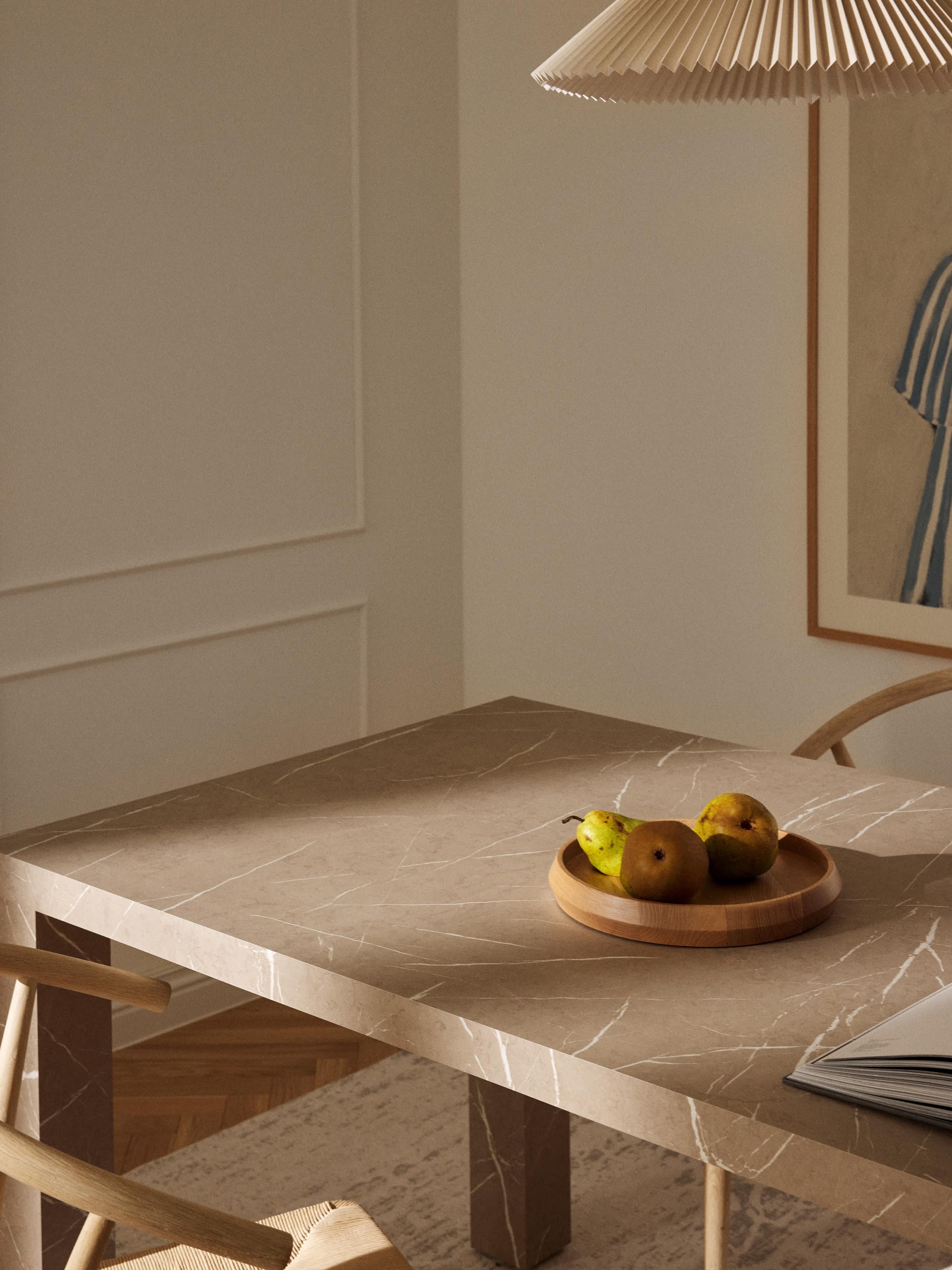 Eettafel Carl met marmerlook, in verschillende formaten