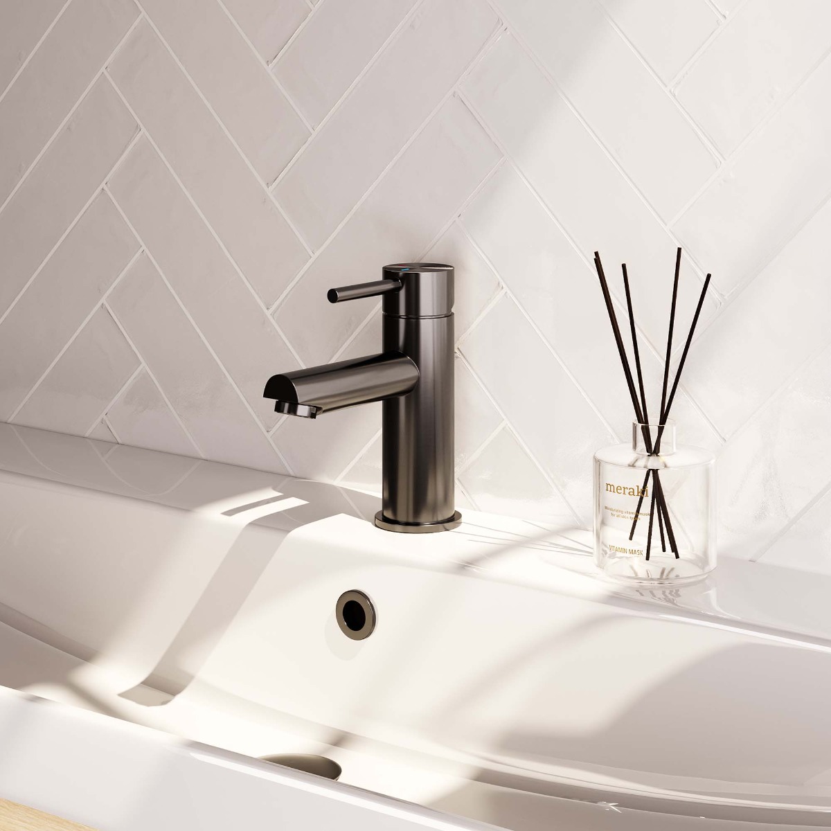 Brauer Gunmetal Edition ColdStart wastafelkraan energy-saving model A gunmetal geborsteld PVD