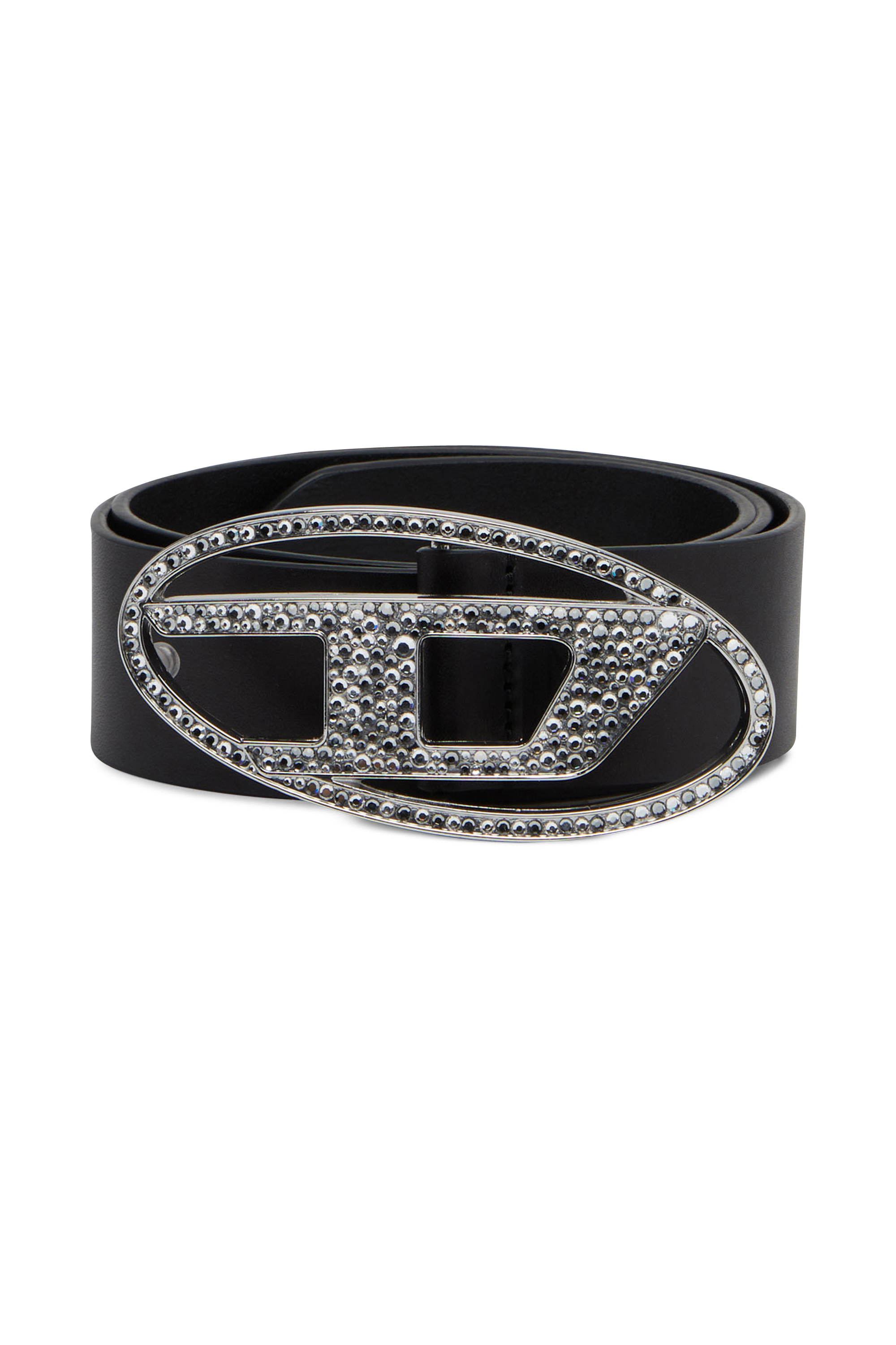 DIESEL Ceinture OVAL D LOGO B-1DR STRASS Noir